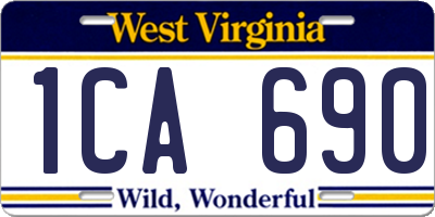 WV license plate 1CA690