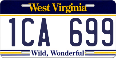 WV license plate 1CA699