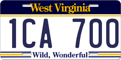 WV license plate 1CA700