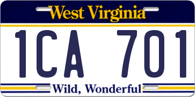 WV license plate 1CA701