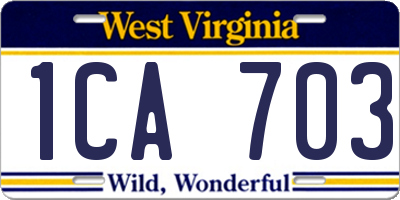 WV license plate 1CA703