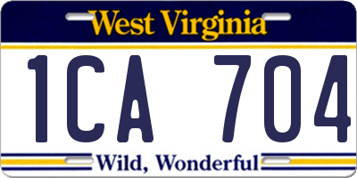 WV license plate 1CA704