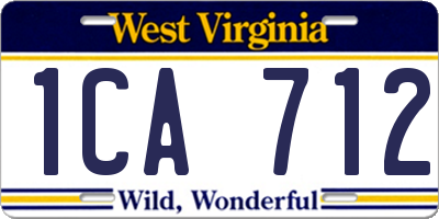WV license plate 1CA712
