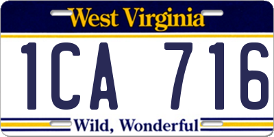 WV license plate 1CA716