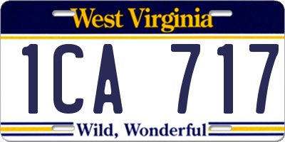 WV license plate 1CA717