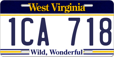 WV license plate 1CA718