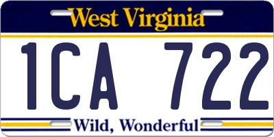 WV license plate 1CA722