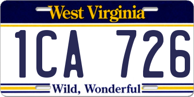 WV license plate 1CA726
