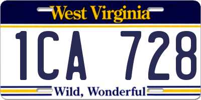 WV license plate 1CA728
