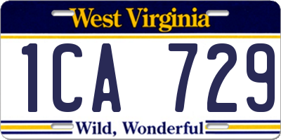 WV license plate 1CA729