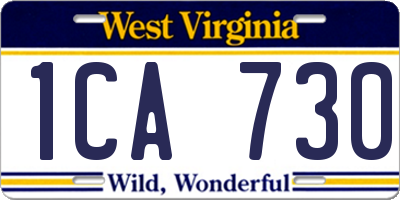 WV license plate 1CA730
