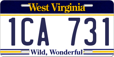 WV license plate 1CA731