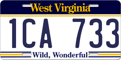 WV license plate 1CA733