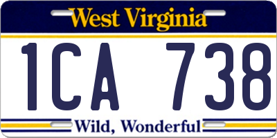 WV license plate 1CA738