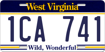 WV license plate 1CA741