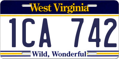 WV license plate 1CA742