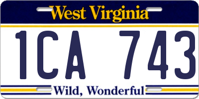 WV license plate 1CA743