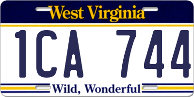 WV license plate 1CA744