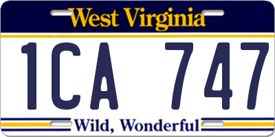 WV license plate 1CA747