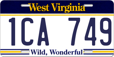 WV license plate 1CA749
