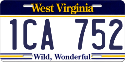 WV license plate 1CA752
