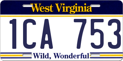 WV license plate 1CA753