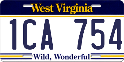WV license plate 1CA754