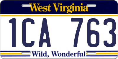 WV license plate 1CA763