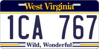 WV license plate 1CA767
