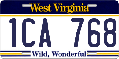WV license plate 1CA768