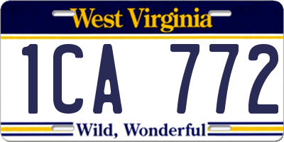 WV license plate 1CA772