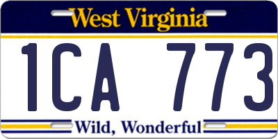 WV license plate 1CA773