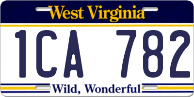 WV license plate 1CA782