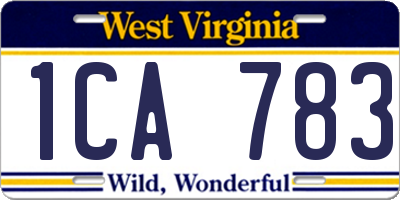 WV license plate 1CA783