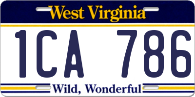 WV license plate 1CA786