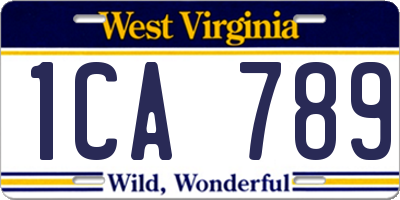 WV license plate 1CA789