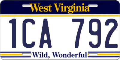 WV license plate 1CA792