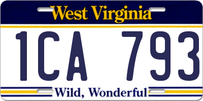 WV license plate 1CA793