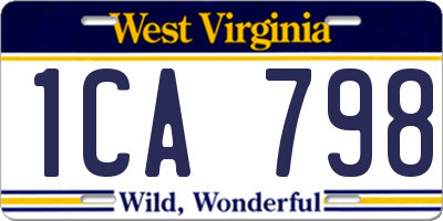 WV license plate 1CA798
