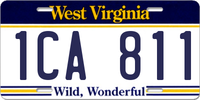 WV license plate 1CA811