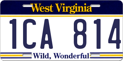 WV license plate 1CA814