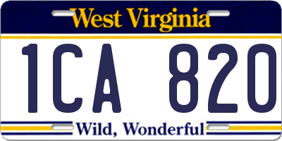 WV license plate 1CA820