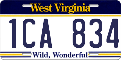 WV license plate 1CA834