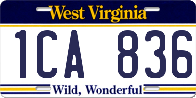 WV license plate 1CA836