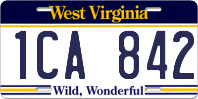 WV license plate 1CA842