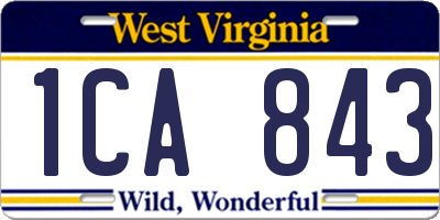 WV license plate 1CA843