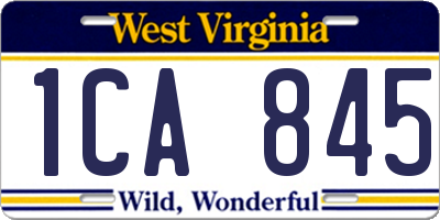 WV license plate 1CA845