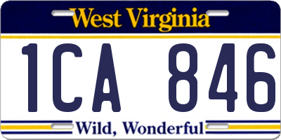 WV license plate 1CA846