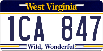 WV license plate 1CA847