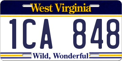 WV license plate 1CA848